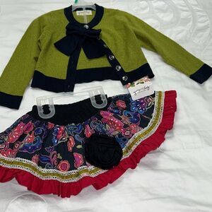 Persnickety mossy woods skirt cardigan set sz 3
